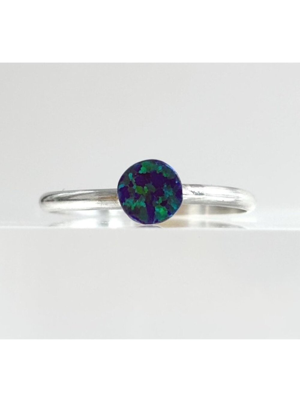 Zuni Angie Rosetta Blue & Green Opal Delicate Sterling Silver 925 Vintage Ring